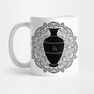 Aquarius Mandala Zodiac in Black and White Mug